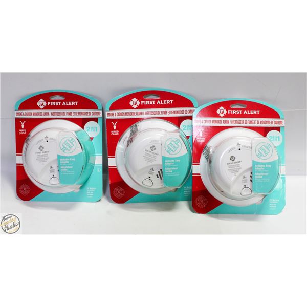 NEW REPACKED 3PK FIRST ALERT SMOKE & CARBON ALARMS