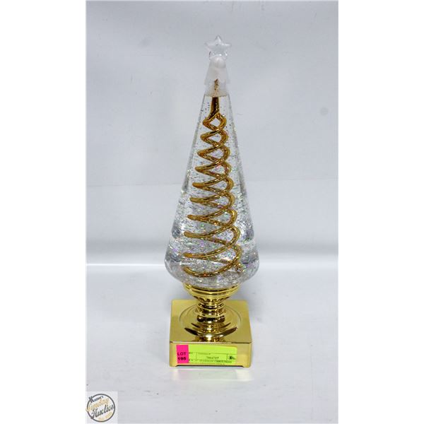 NEW 14" SPARROW CHRISTMAS TREE W LED LIGHTS-GOLD