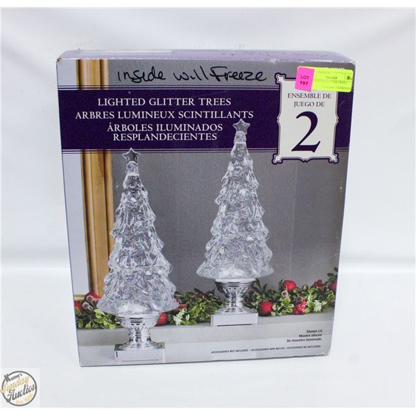 2PK LIGHTED GLITTER TREES