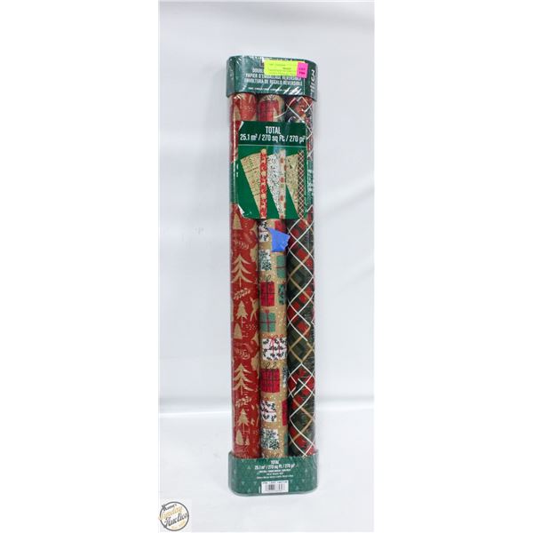 BRAND NEW 3PK KIRKLAND DOUBLE SIDED GIFT WRAP