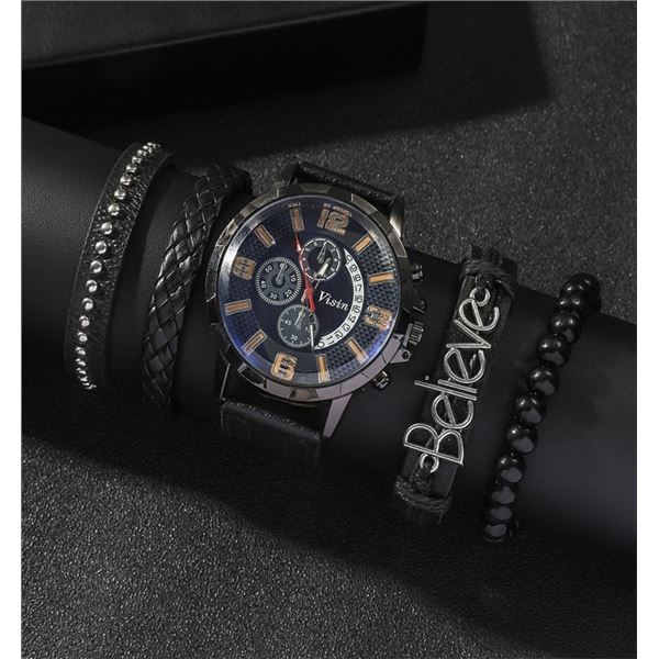 NEW 5 PC BLACK WATCH SET IN BOX