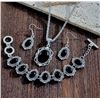 Image 1 : 22) SET OF SILVER TONE AND BLACK STONE 3 PCE