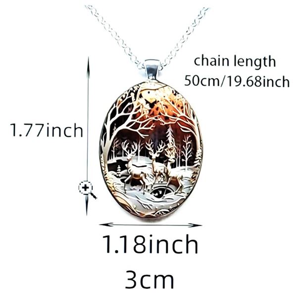 7) OVAL PENDANT WITH WINTER SCENE AND 2