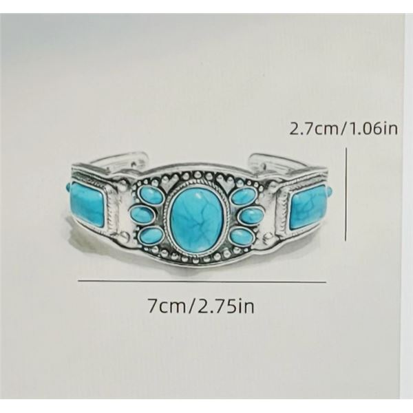 10) SILVER TONE AND TURQUOISE BRACELET