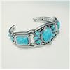 Image 2 : 10) SILVER TONE AND TURQUOISE BRACELET