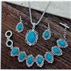 Image 1 : 23) SET OF SILVER TONE AND TURQUOISE STONE 3 PCE