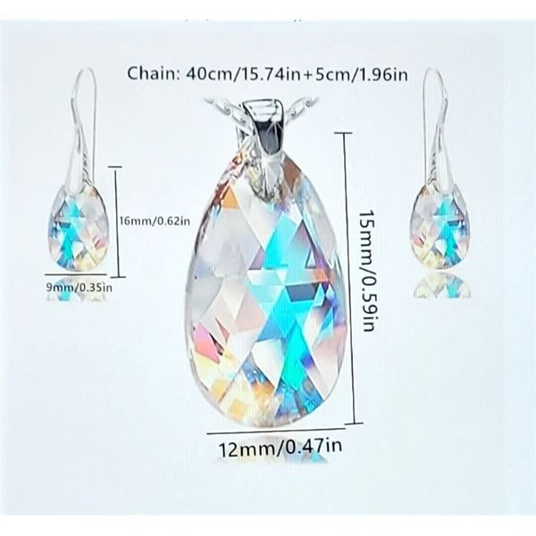 8) SET OF IRRIDESCENT PEAR SHAPED DROP