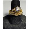 Image 1 : 18) GOLD TONE WITH CLEAR CRYSTALS 3 PCE