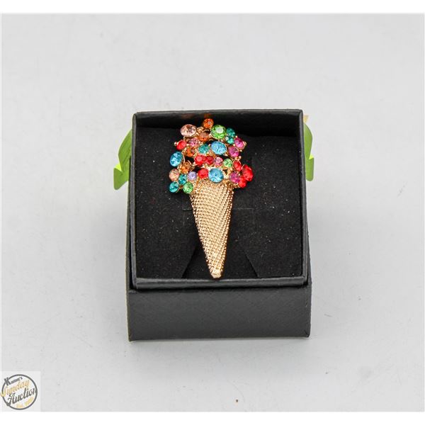 NEW ICE CREAM BROOCH WITH RHINESTONE