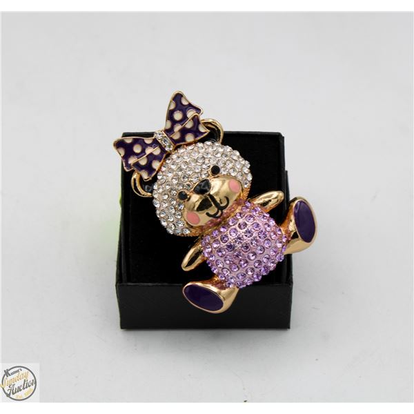 NEW BEAR WITH BOW PENDANT/BROOCH WITH