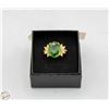 Image 1 : NEW GOLD-PLATED FASHION RING WITH GREEN