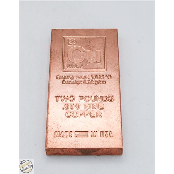 TWO POUND .999 FINE COPPER BAR PROXIDENT