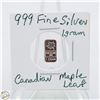 Image 1 : #3689-CANADIAN .999 FINE SILVER 1 GRAM BAR WITH