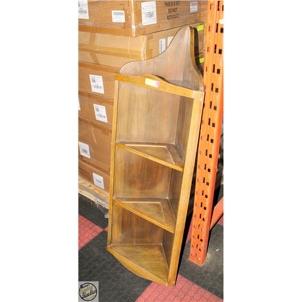 VINTAGE WOOD CORNER HANGING SHELF- MEASURES