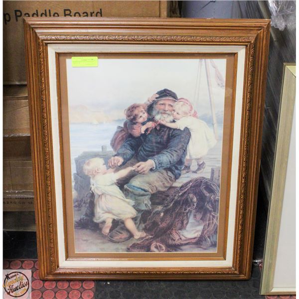 FRAMED PRINT "OLD GRANDAD" 25W X 31 H