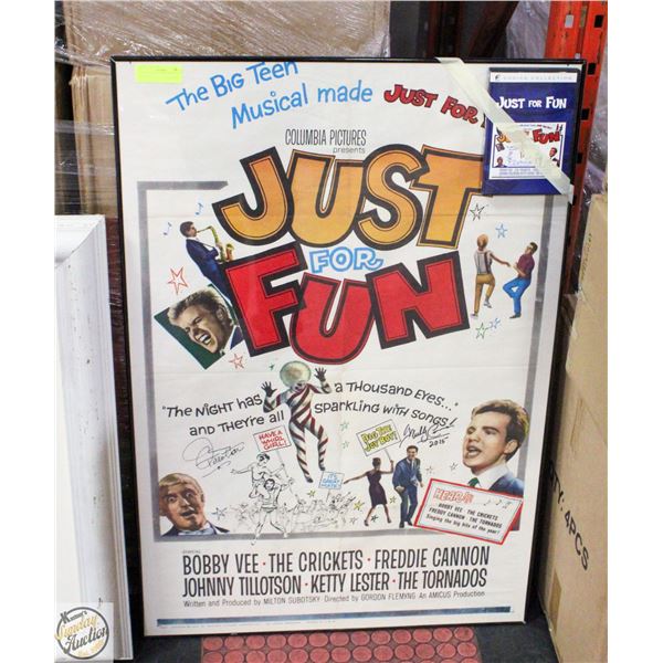 1963 MOVIE POSTER "JUST FOR FUN" FRAMED
