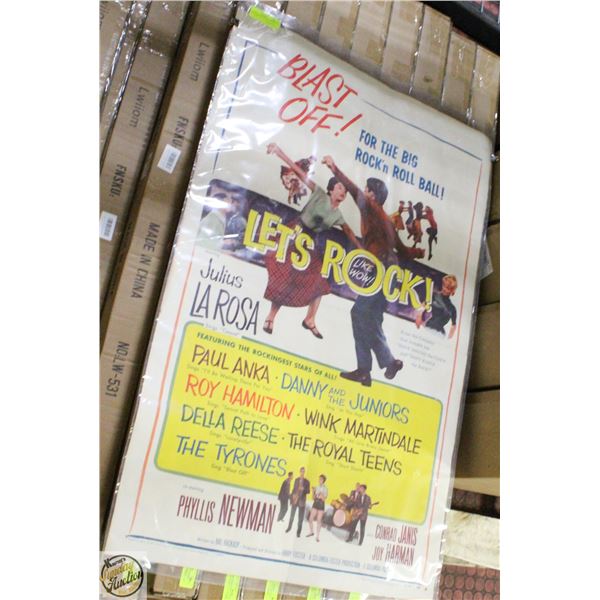 1958 MOVIE POSTER "LETS ROCK" 27W X40H