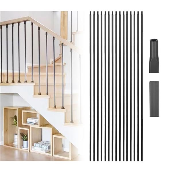 NEW SATIN BLACK IRON STAIR BALUSTERS 1/2" SQUARE