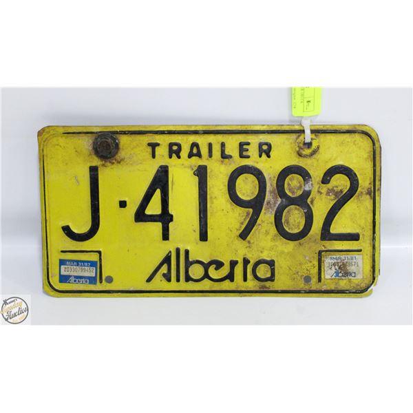 1981 ALBERTA TRAILER TRUCK LICENSE PLATE