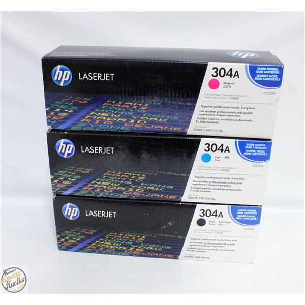 3 HP LASERJET 304A TONER CARTRIDGES