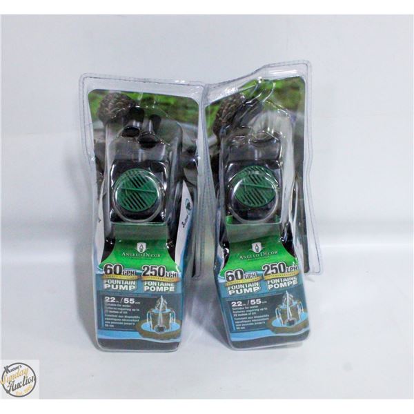 LOT OF 2 ANGELO DECOR 60 GPH FOUNTAIN PUMP