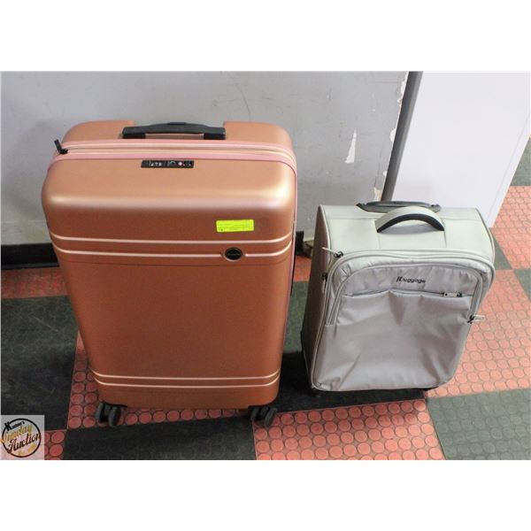 LOT OF 2 SUIT CASES LARGE PINK AND SMALL GREY