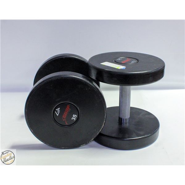 PAIR OF 35 POUND DUMBBELLS SNAP FITNESS