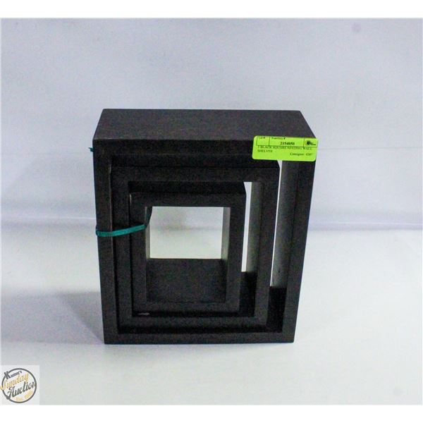3 BLACK SQUARE NESTING WALL SHELVES
