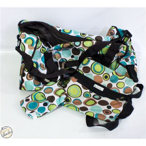 3 PIECE BAGS - GREEN POLKA DOT BAG
