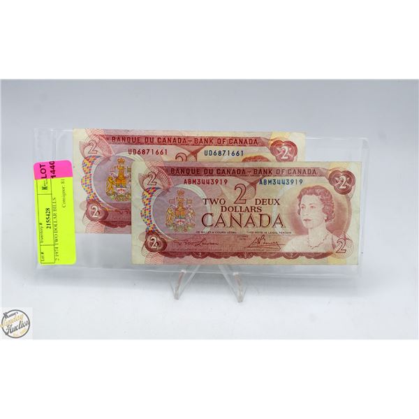 2 1974 TWO DOLLAR BILLS