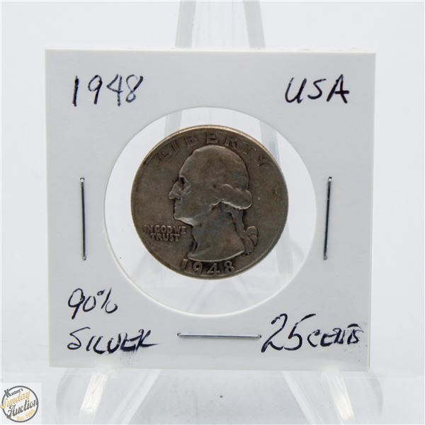 1948 90% SILVER 25 CENTS