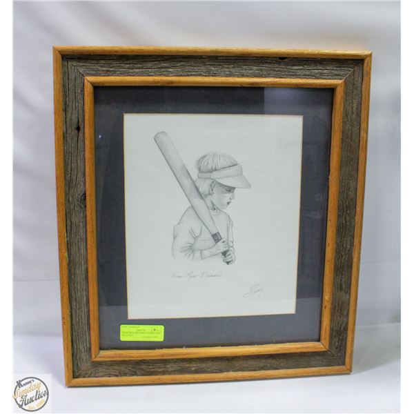 HOME RUN DREAMER FRAMED ART BY SANDY