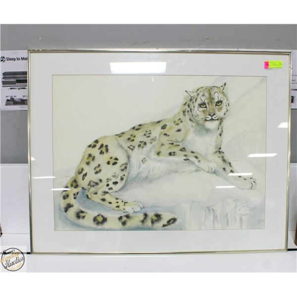 1984 SNOW LEOPARD WATER COLOR PICTURE