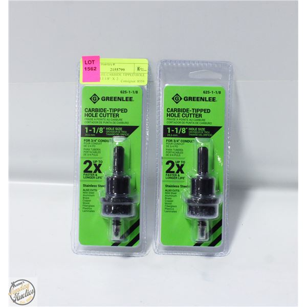 GREENLEE CARBIDE TIPPED HOLE CUTTER 1 1/8"  X  2