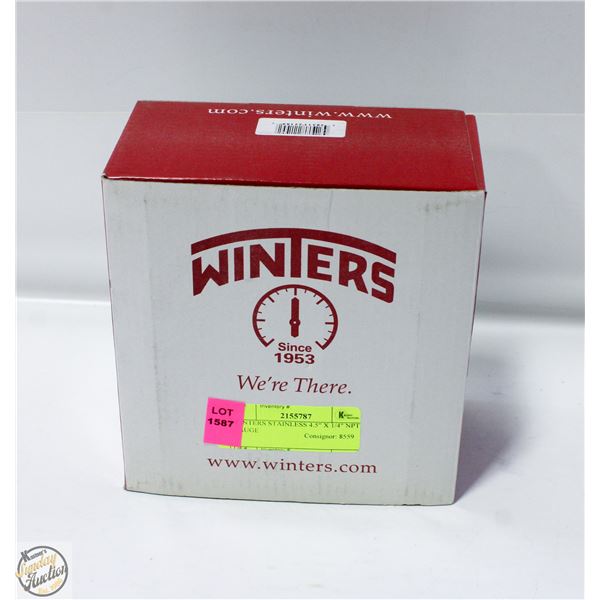 WINTERS STAINLESS 4.5" X 1/4" NPT GAUGE