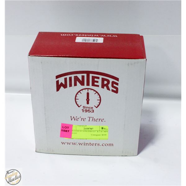 WINTERS STAINLESS 4.5" X 1/4" NPT GAUGE