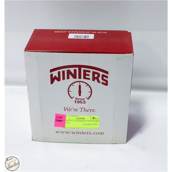 WINTERS STAINLESS 4.5" X 1/4" NPT GAUGE