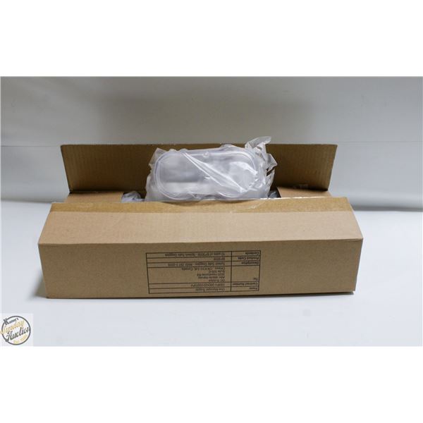 CASE OF 10 NEW CLEAR SAFETY GOGGLES