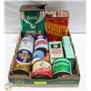 Image 1 : TRAY OF EMPTY VINTAGE CANS/TINS