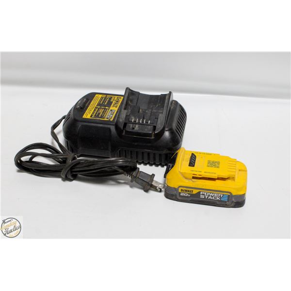 20V DEWALT POWER STACK BATTERY WITH CHARGER