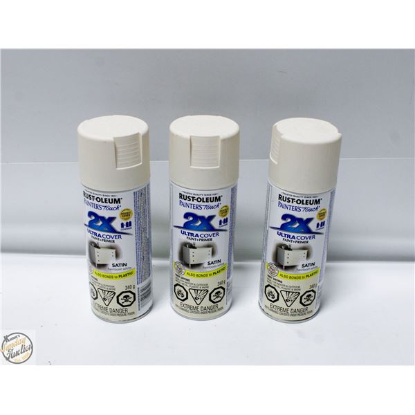 3 NEW SPRAY PAINT CANS - WHITE