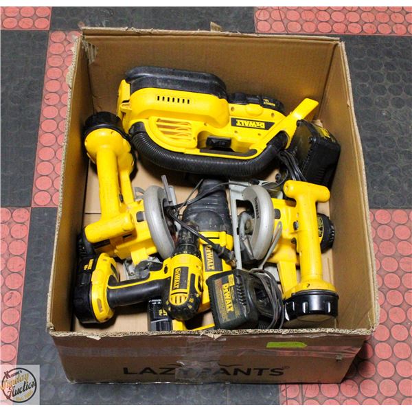 DEWALT 18V LOT. 5 TOOLS AND BATTERIES WITH 2