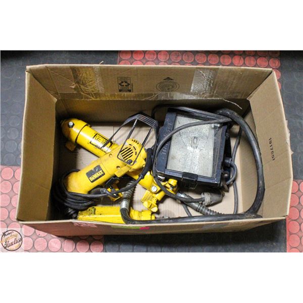 BOX - POWERFIST JACK, DEWALT GRINDER, LIGHT