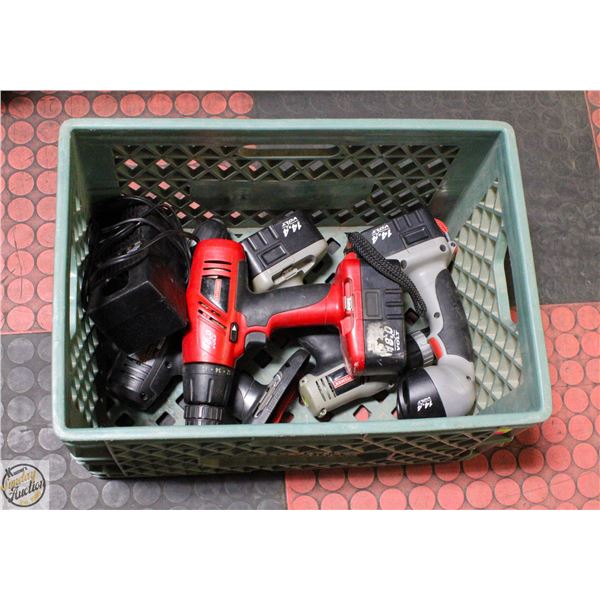 CRATE OF CRAFTSMAN CORDLESS TOOLS