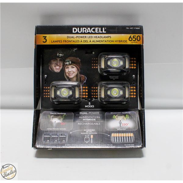DURACELL RECHARGEABLE DUAL POWER HEADLAMPS
