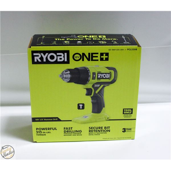 NEW RYOBI ONE 18 VOLT 1/2 HAMMER DRILL MODEL