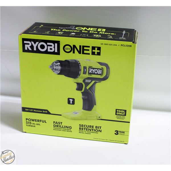 NEW RYOBI ONE 18 VOLT 1/2 HAMMER DRILL MODEL