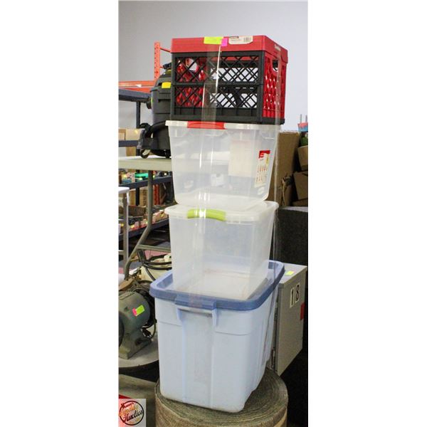 STERLILITE TOTE W/LID + CLEVERMADE FOLDING CRATE &