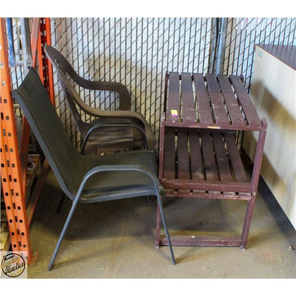 2 PATIO CHAIRS WITH TABLE