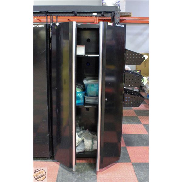 HUSKY BLACK LOCKING UTILITY CABINET - NO KEYS